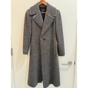 Club Monaco Gray Tweed Double Breasted Long Coat Size SP Petite — Classic Chic